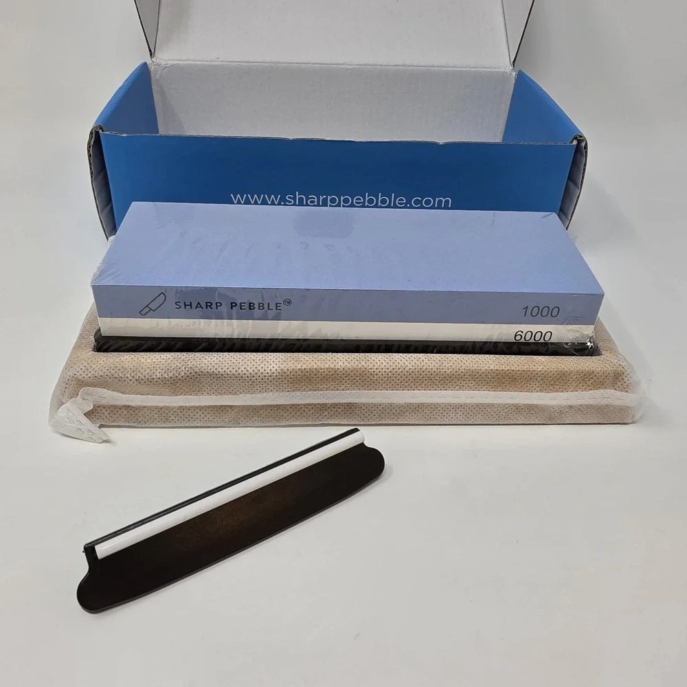 New Sharp Pebble Premium WhiteStone Sharpening Stone Bamboo Base 1000/6000 Grit